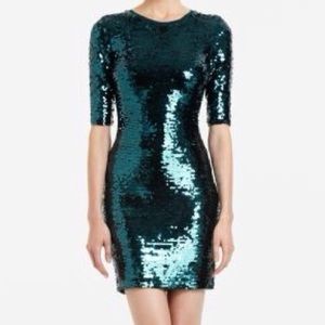BCBGMaxAzria green stretch sequin dress